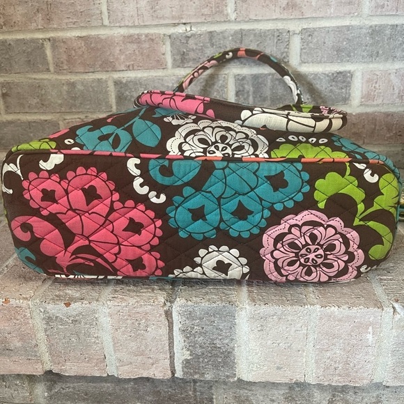 Vera Bradley Brown and Pink Floral Shoulder Bag - Picture 9 of 11